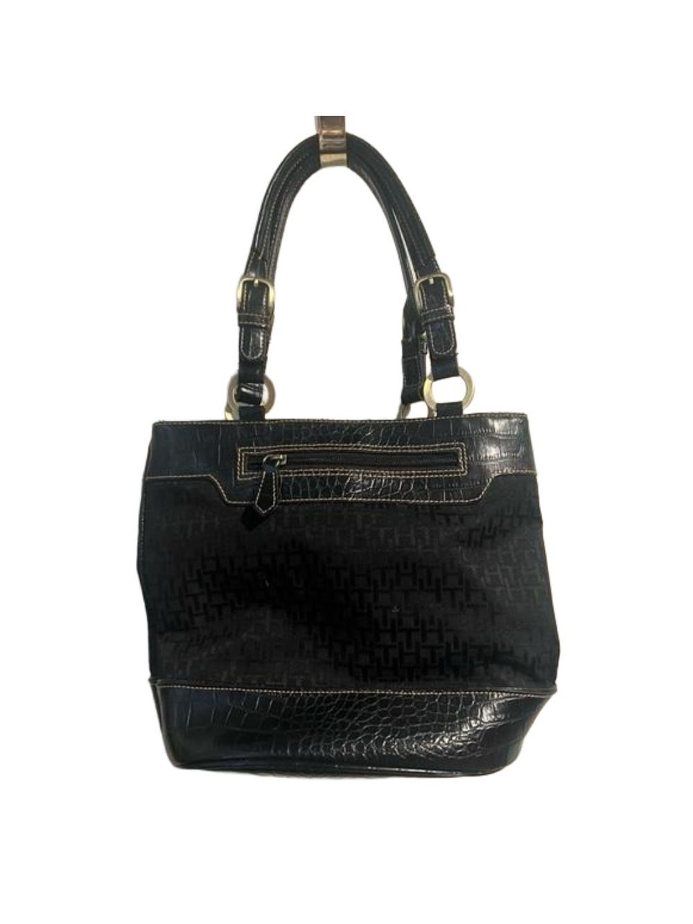 VINTAGE TOMMY HILFIGER BLACK TOTE PURSE. EXCELLENT CONDITION.